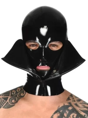 Latex Hood Bilayer Open Collar Face for Men
